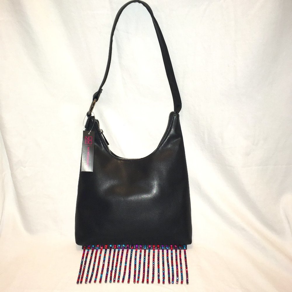 NWT Black Hobo Bag w/Bling Fringe